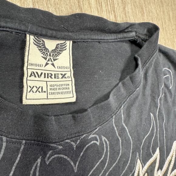 Avirex Shirt Mens XXL Eagle Shirt Black Crewneck Short Sleeve Tee - Picture 2 of 6
